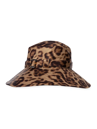 Shop Eric Javits Kaya Leopard-print Hat In Neutral