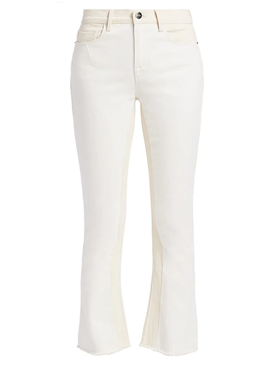 Shop Frame Le Crop Mid-rise Mini Bootcut Two-tone Jeans In Blanc Multi