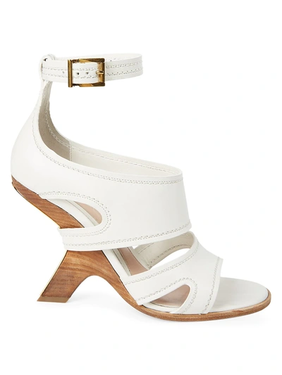 Shop Alexander Mcqueen Women's Curved-heel Leather Sandals In White