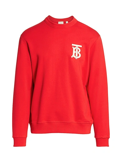 Shop Burberry Dryden Tb Crewneck Sweatshirt In Bright Red