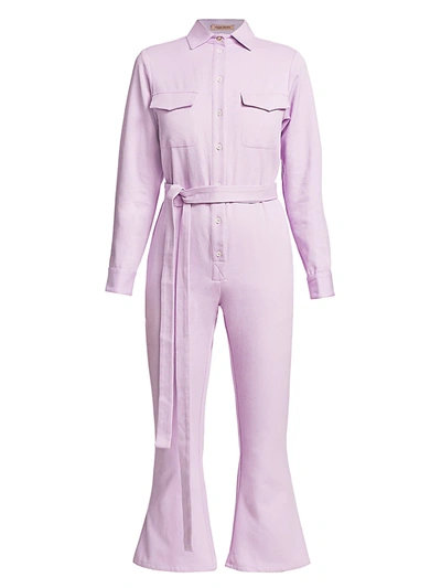 Shop Maggie Marilyn Bite The Bullet Organic Cotton Kick-flare Jumpsuit In Lavender