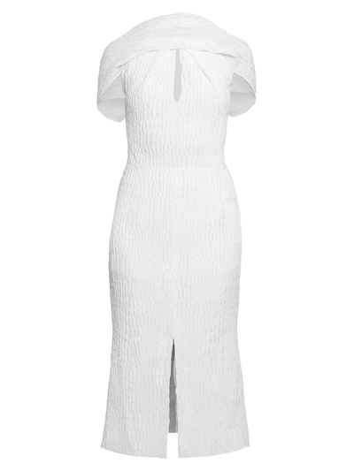 Shop Roland Mouret Women's Belem Rippled Silk Sheath Dress In White