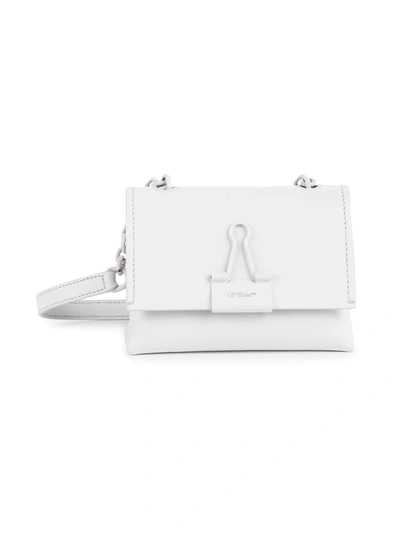 Shop Off-white Women's Small Binder Clip Leather Crossbody Bag In Off White