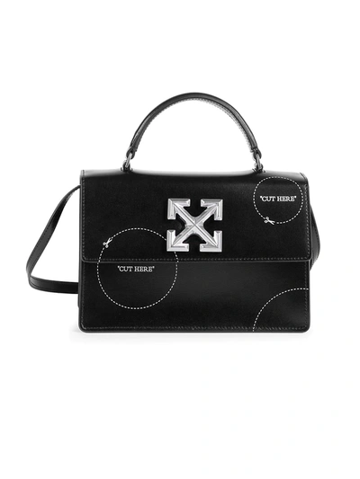 Shop Off-white Women's Jitney 1.4 Cut Here Leather Top Handle Bag In Black