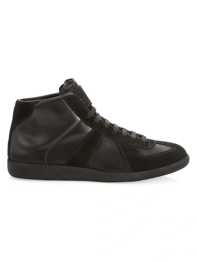 Shop Maison Margiela Replica Leather High-top Sneakers In Black