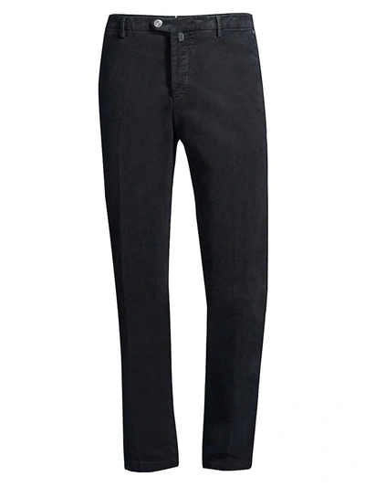 Shop Kiton Men's Moleskin Flat-front Straight Jeans In Black