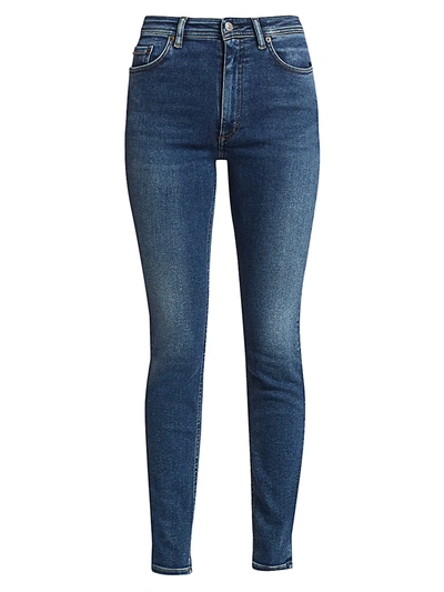 Shop Acne Studios Faded High-rise Slim-leg Jeans In Peg Mid Blue