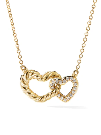 DAVID YURMAN DOUBLE HEART PENDANT NECKLACE IN 18K YELLOW GOLD WITH DIAMONDS 0400011987895