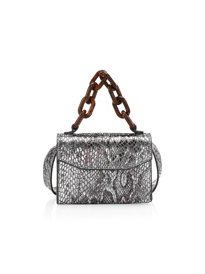 Shop Ganni Women's Snakeskin-embossed Leather Belt Bag In Silver