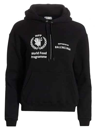 Shop Balenciaga Women's World Food Programme Hoodie In Black