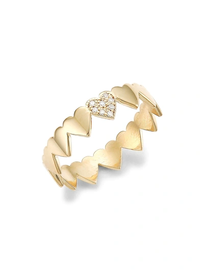 Shop Zoë Chicco Itty Bitty Symbols 14k Yellow Gold & Diamond Heart Ring