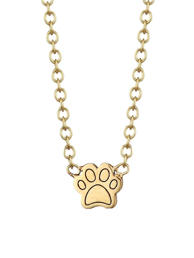 Shop Zoë Chicco Women's Itty Bitty Symbols 14k Yellow Gold Centered Dog Paw Pendant Necklace
