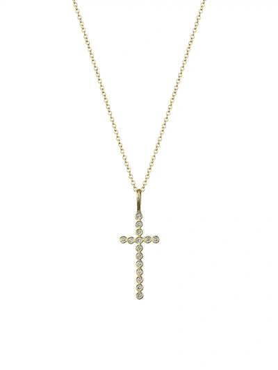 Shop Zoë Chicco 14k Yellow Gold & Diamond Cross Pendant Necklace
