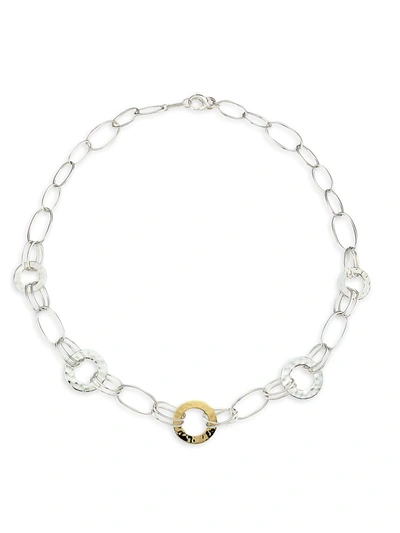 Shop Ippolita Women's Classico Chimera Two-tone Mixed Wire & Hammered Disc Necklace In Silver