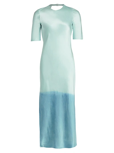 Shop Alejandra Alonso Rojas Dip-dye Silk Midi Dress In Saxon Blue Dip Dye