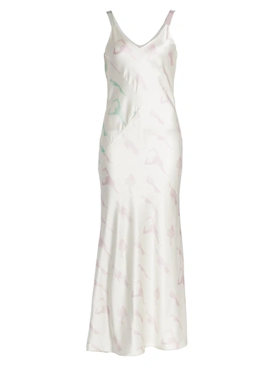 Shop Alejandra Alonso Rojas Women's Print Silk Slip Dress In White