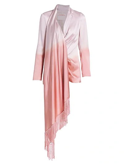 Shop Alejandra Alonso Rojas Dip-dye Silk Fringe Jacket In Quebracho Pink