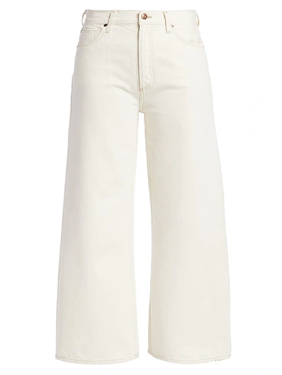 Shop Citizens Of Humanity Serena High-rise A-line Crop Wide-leg Jeans In Field Natural White