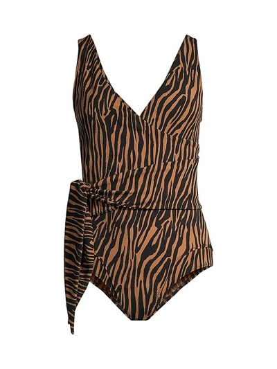Shop Lisa Marie Fernandez Women's Louise Zebra-print One-piece Swimsuit In Zebra Crepe