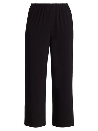 Shop Caroline Rose Petite Stretch Knit Cropped Pants In Black