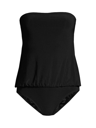 Shop Norma Kamali Women's Strapless Babydoll One-piece Swimsuit In Black