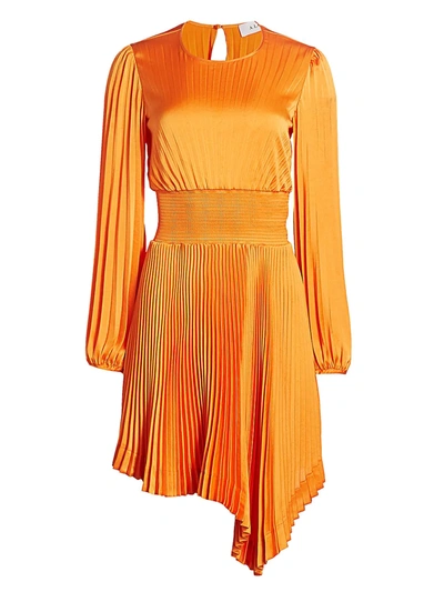 Shop A.l.c Behati Vintage Satin Gabriela Pleated Dress In Orange
