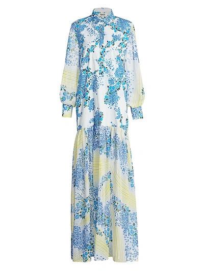 Shop All Things Mochi Alona Printed Maxi Dress In Blue