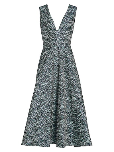 Shop ml Monique Lhuillier Women's Printed Jacquard Midi Dress In Mint Multi
