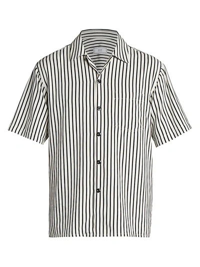 Shop Ami Alexandre Mattiussi Short-sleeve Striped Shirt In Off White Black