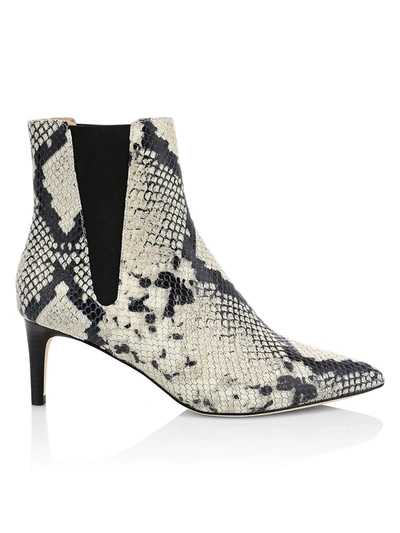 Shop Joie Women's Ralti Snakeskin-embossed Leather Ankle Boots In Black Ivory