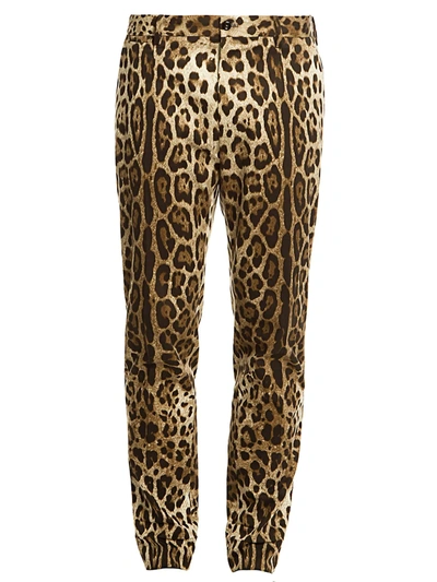 Shop Dolce & Gabbana Cropped Leopard-print Pants
