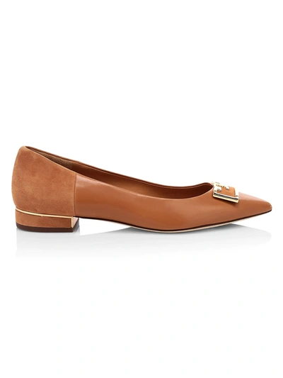Shop Tory Burch Women's Gigi Leather & Suede Flats In Amber