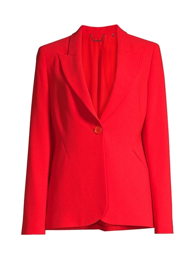 Shop Elie Tahari Women's Alice Crepe Smocked Blazer In Blaze Red