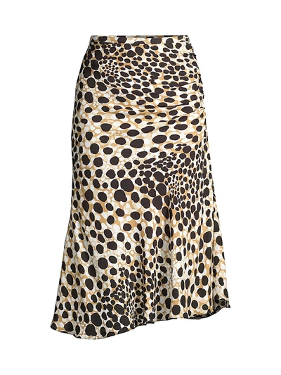 Shop Elie Tahari Haidee Spotted Silk Skirt In Sorrel Multi