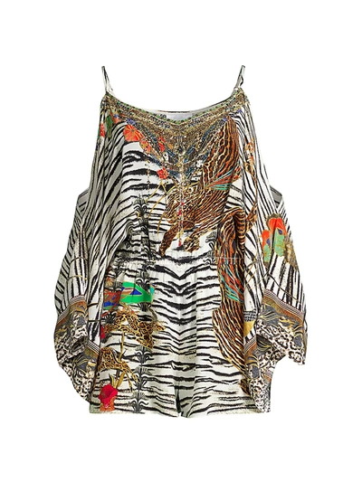 Shop Camilla Women's Zebra-prink Silk Playsuit In Cosmicco