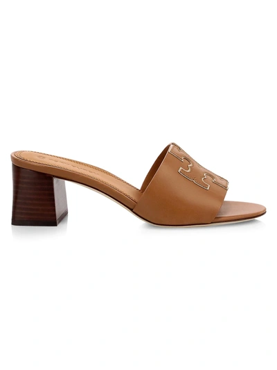 Shop Tory Burch Ines Leather Mules In Tan Gold