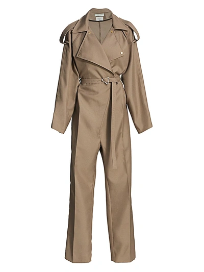 Shop Bottega Veneta Utility Jumpsuit In Dark Sand