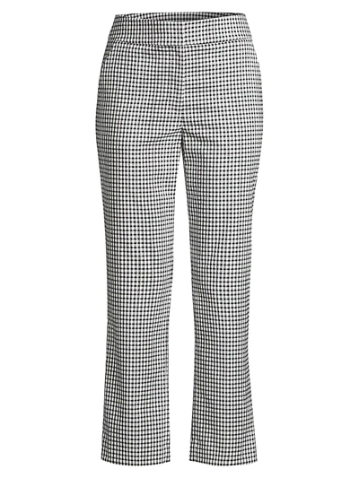 Shop Donna Karan Gingham Kick Flare Pants In Black Ivory