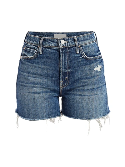 Shop Mother The Dutchie High-rise Fray Destructed Denim Shorts In My Treat