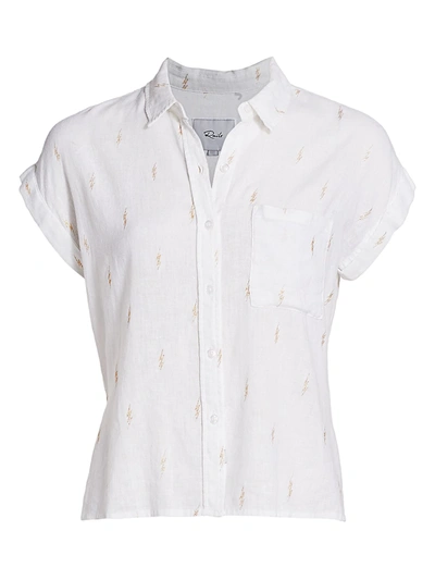 Shop Rails Women's Whitney Glitter Printed Shirt In White Gold Electric