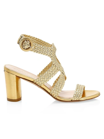 Shop Stuart Weitzman Women's Vicky Woven Metallic Leather Sandals In Gold