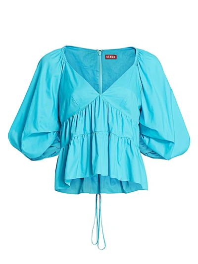Shop Staud Women's Lucy Puff-sleeve Top In Bright Blue