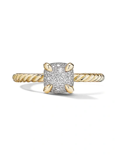 Shop David Yurman Women's Châtelaine Ring In 18k Yellow Gold With Full Pavé Diamonds