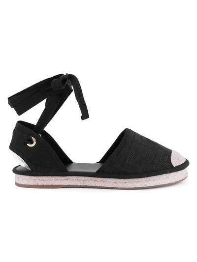 Shop Fendi Ankle-wrap Espadrille Sandals In Black