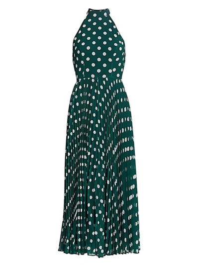 Shop Zimmermann Sunray Polka Dot Picnic A-line Midi Dress In Moss Dot