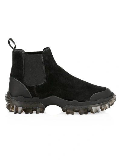 Shop Moncler Hayden Suede Chelsea Boots In Black