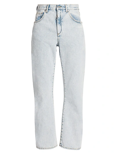 Shop Off-white High-rise Bleach Baggy Jeans In Blue