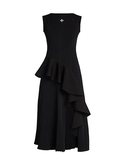 Shop Off-white Women's Sleeveless Ruffle Midi Dress In Black