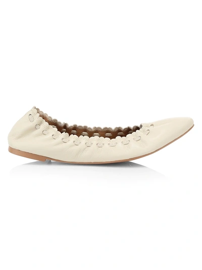 Shop See By Chloé Women's Jane Leather Ballet Flats In Gesso