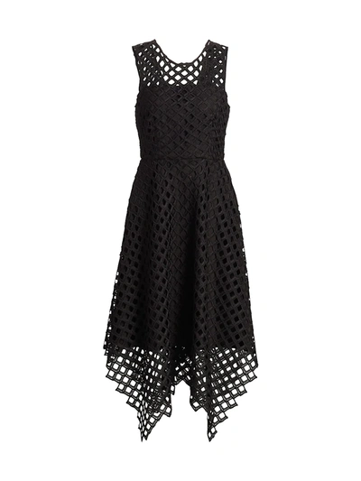 Shop Milly Women's Lattice Laser Cut Dress In Black